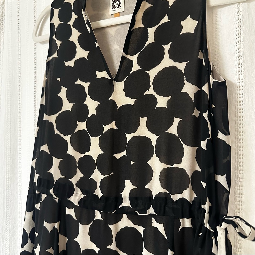 Anne Klein  | Like new! Black & Cream Patterned Midi Dress, sleeveless | Size 0